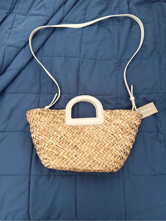 Madewell Handbags - Woven Straw Crossbody Bag with Leather Cream Trim